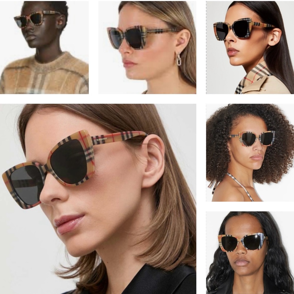 CLASSIC BURBERRY CAT- EYE FRAME SUNNIES IN THEIR CHECK PATTERN SIGNATURE STYLE - Picture 7 of 16